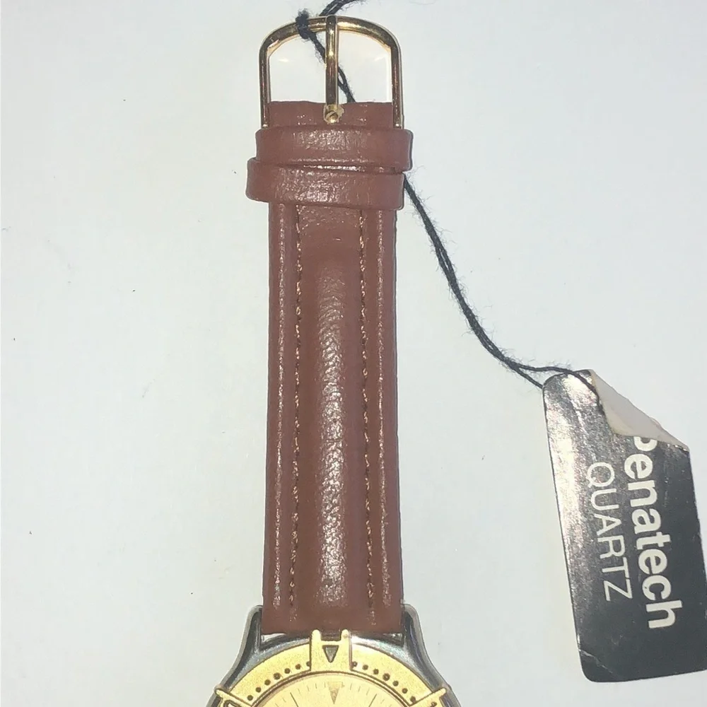 Penatech Classic Brown Leather Band Watch Wristwatch NEW BATTERY